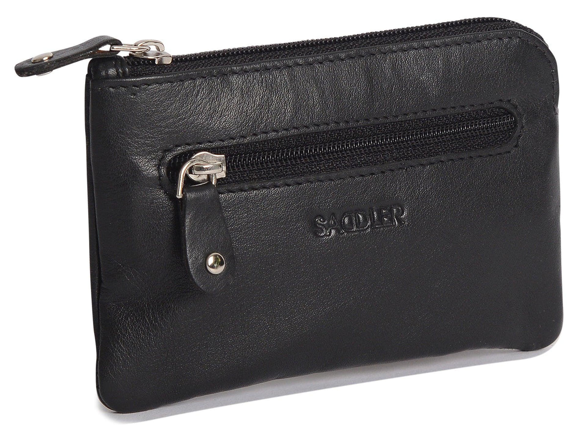Compact Leather Coin &amp; Card Purse "Ellie" – Handmade by Saddler | RFID Protected &amp; Gift Boxed | With Front Zip Pocket &amp; Key Holder