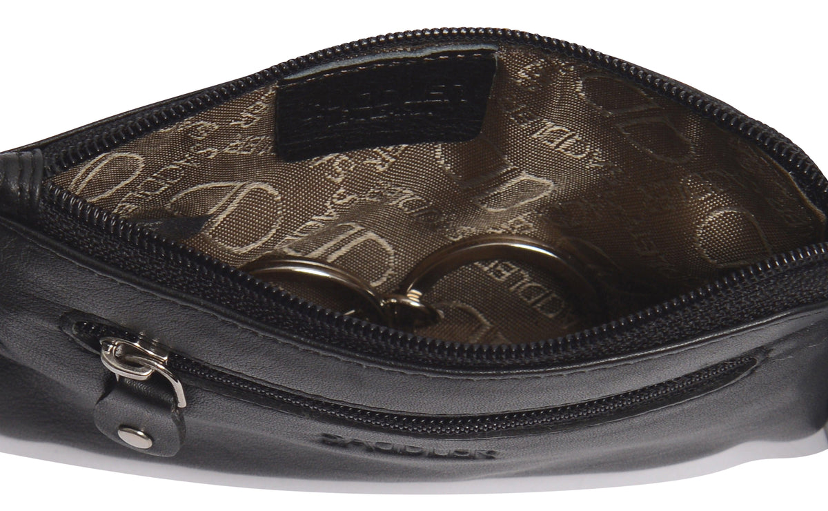 Compact Leather Coin &amp; Card Purse "Ellie" – Handmade by Saddler | RFID Protected &amp; Gift Boxed | With Front Zip Pocket &amp; Key Holder