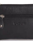 Compact Leather Coin & Card Purse "Ellie" – Handmade by Saddler | RFID Protected & Gift Boxed | With Front Zip Pocket & Key Holder