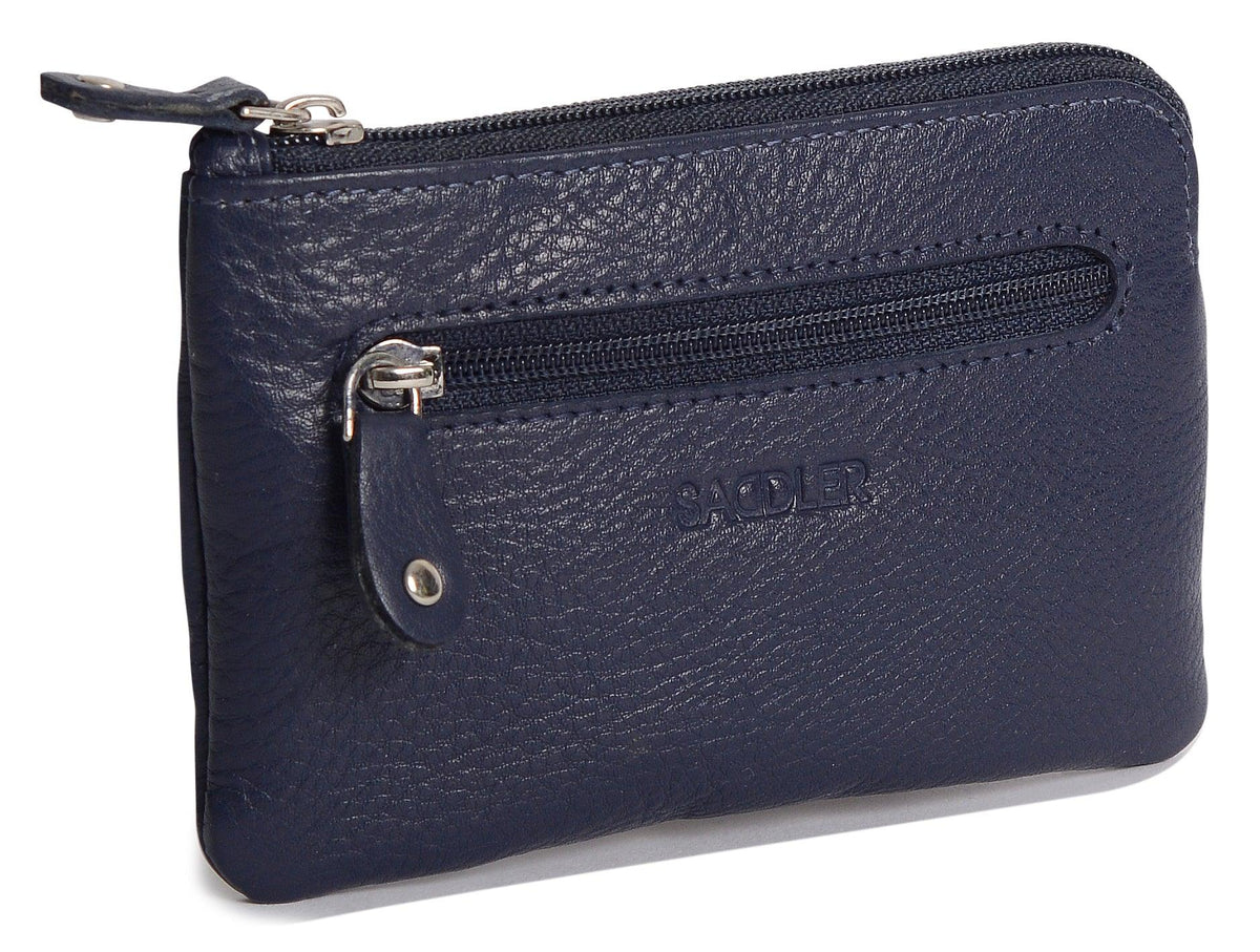 Compact Leather Coin &amp; Card Purse "Ellie" – Handmade by Saddler | RFID Protected &amp; Gift Boxed | With Front Zip Pocket &amp; Key Holder