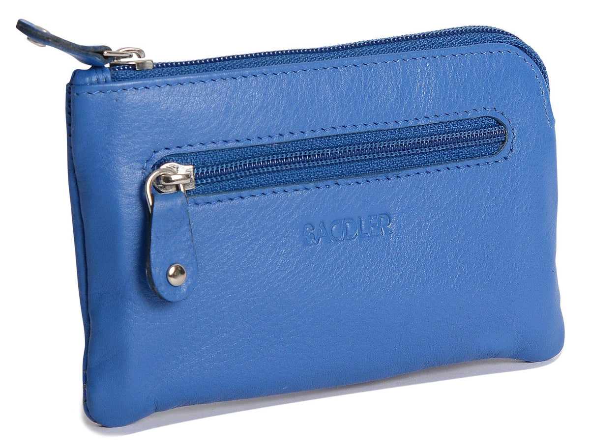 Compact Leather Coin &amp; Card Purse "Ellie" – Handmade by Saddler | RFID Protected &amp; Gift Boxed | With Front Zip Pocket &amp; Key Holder