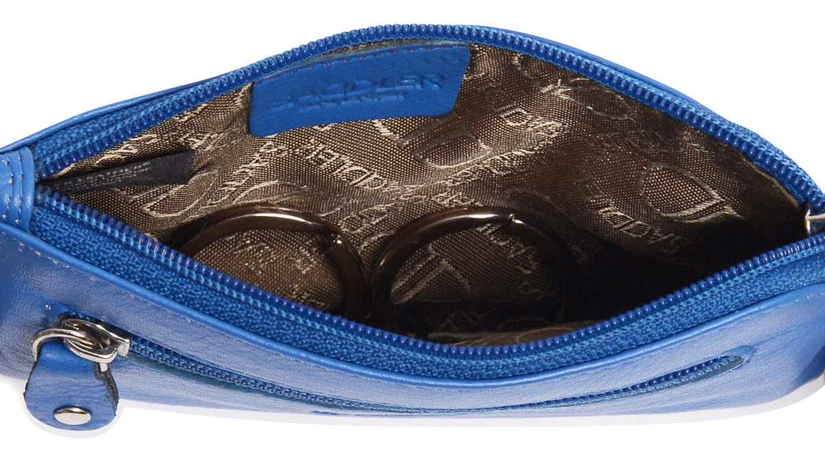 Compact Leather Coin &amp; Card Purse "Ellie" – Handmade by Saddler | RFID Protected &amp; Gift Boxed | With Front Zip Pocket &amp; Key Holder