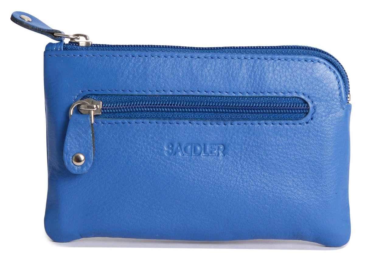 Compact Leather Coin &amp; Card Purse "Ellie" – Handmade by Saddler | RFID Protected &amp; Gift Boxed | With Front Zip Pocket &amp; Key Holder