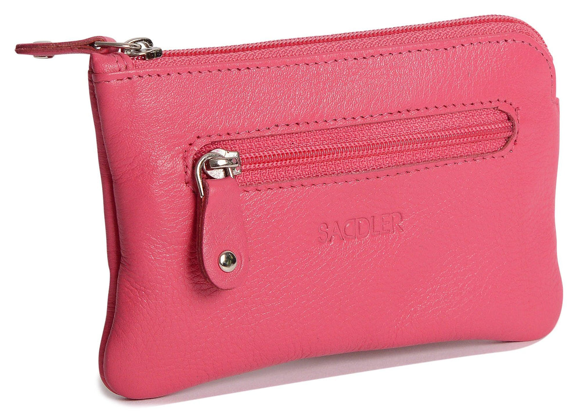 Compact Leather Coin &amp; Card Purse "Ellie" – Handmade by Saddler | RFID Protected &amp; Gift Boxed | With Front Zip Pocket &amp; Key Holder