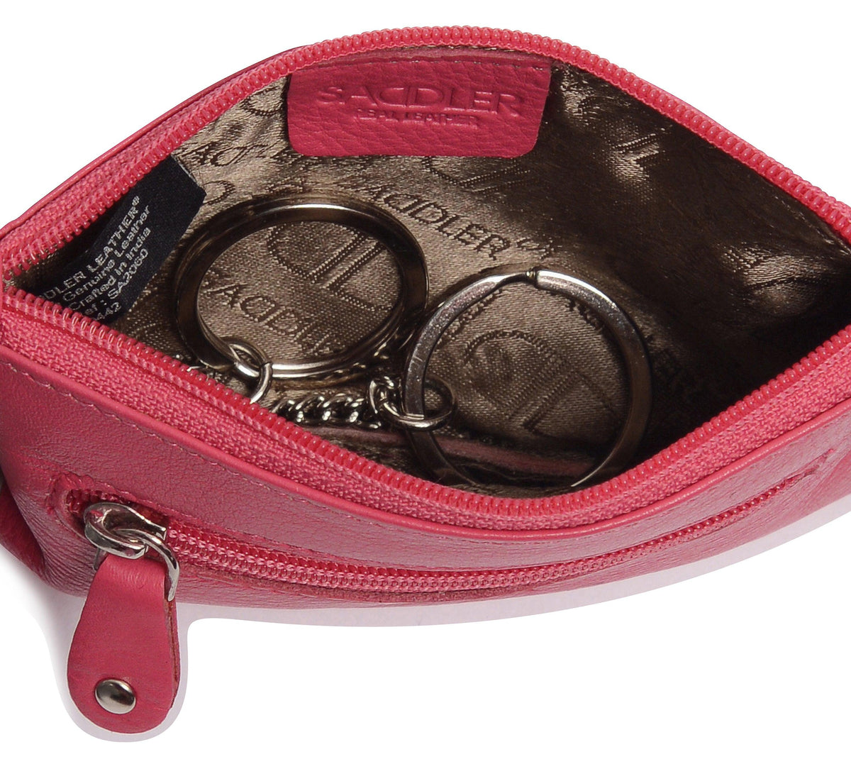 Compact Leather Coin &amp; Card Purse "Ellie" – Handmade by Saddler | RFID Protected &amp; Gift Boxed | With Front Zip Pocket &amp; Key Holder