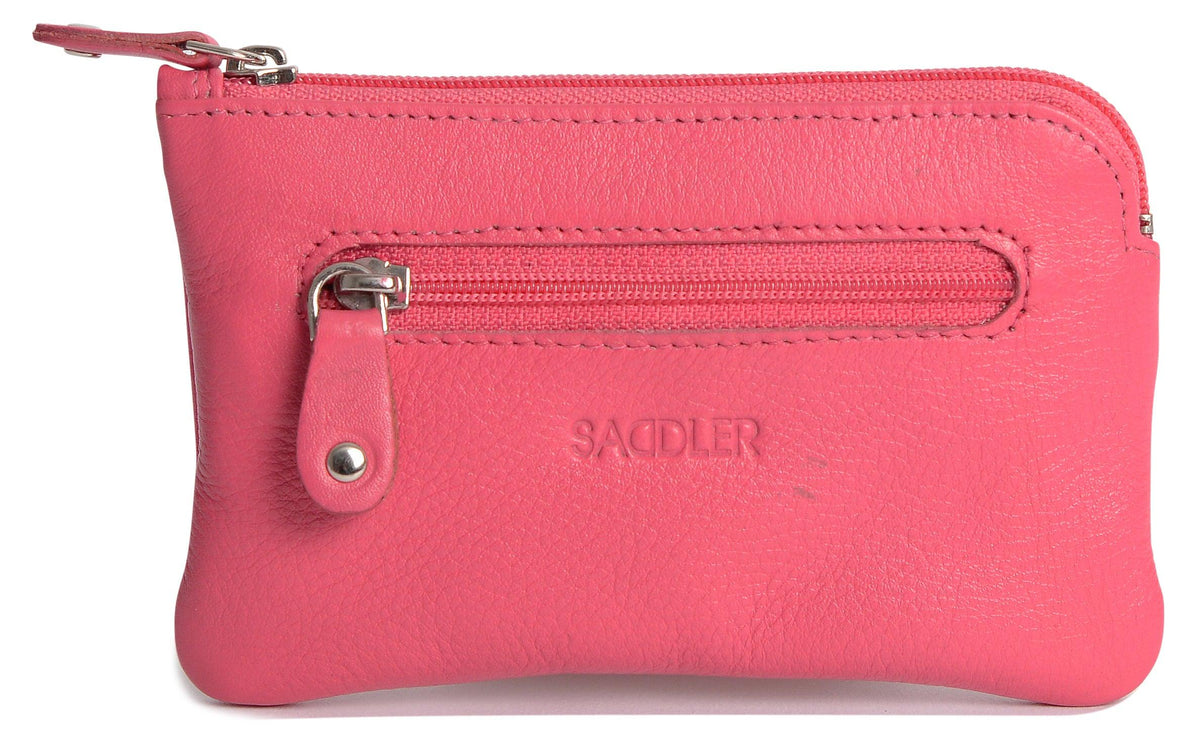 Compact Leather Coin &amp; Card Purse "Ellie" – Handmade by Saddler | RFID Protected &amp; Gift Boxed | With Front Zip Pocket &amp; Key Holder