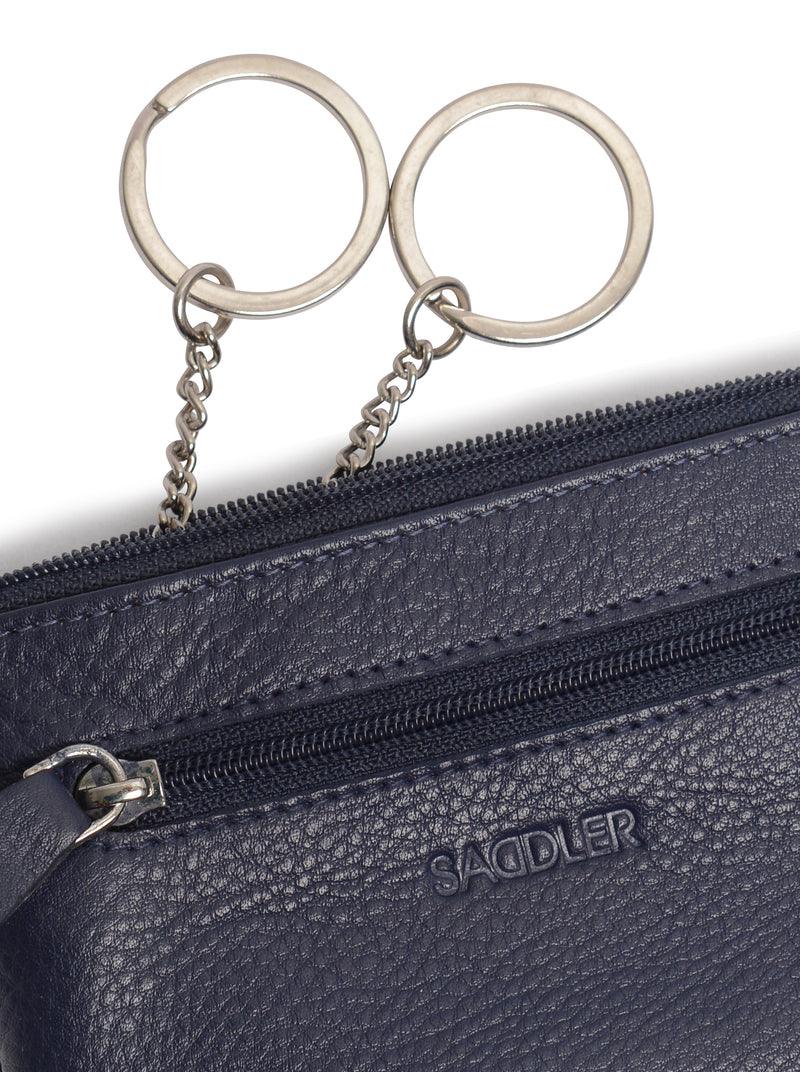 Compact Leather Coin &amp; Card Purse "Ellie" – Handmade by Saddler | RFID Protected &amp; Gift Boxed | With Front Zip Pocket &amp; Key Holder