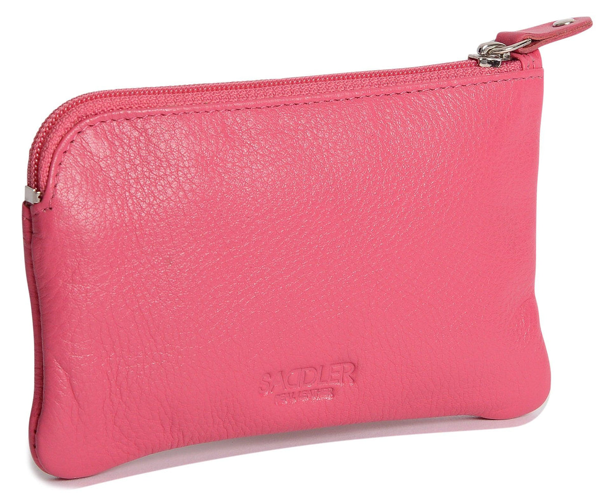 Compact Leather Coin &amp; Card Purse "Ellie" – Handmade by Saddler | RFID Protected &amp; Gift Boxed | With Front Zip Pocket &amp; Key Holder