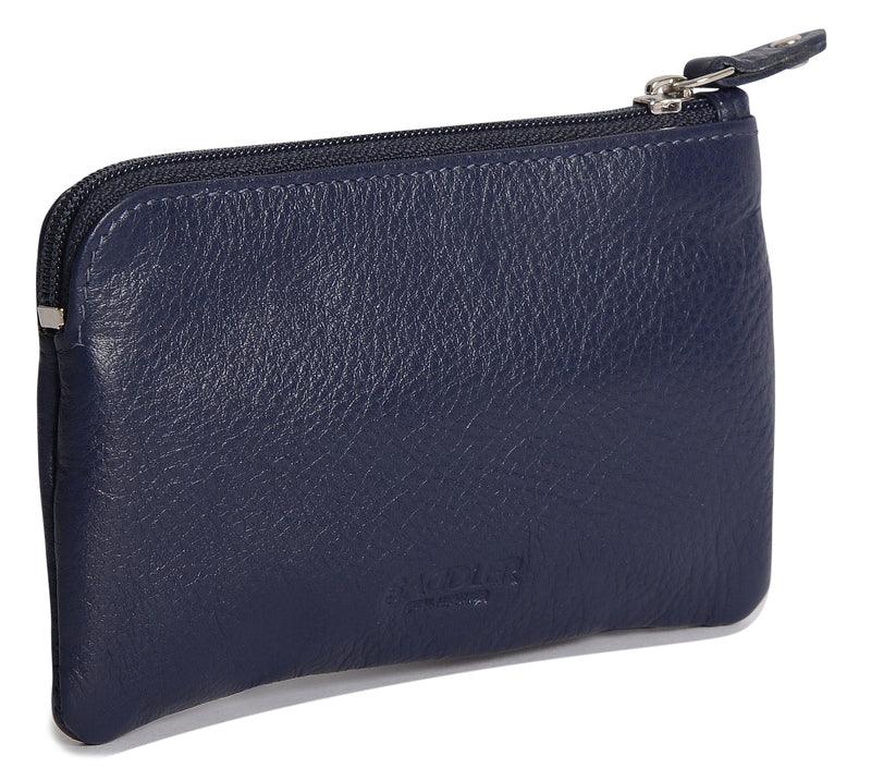 Compact Leather Coin &amp; Card Purse "Ellie" – Handmade by Saddler | RFID Protected &amp; Gift Boxed | With Front Zip Pocket &amp; Key Holder