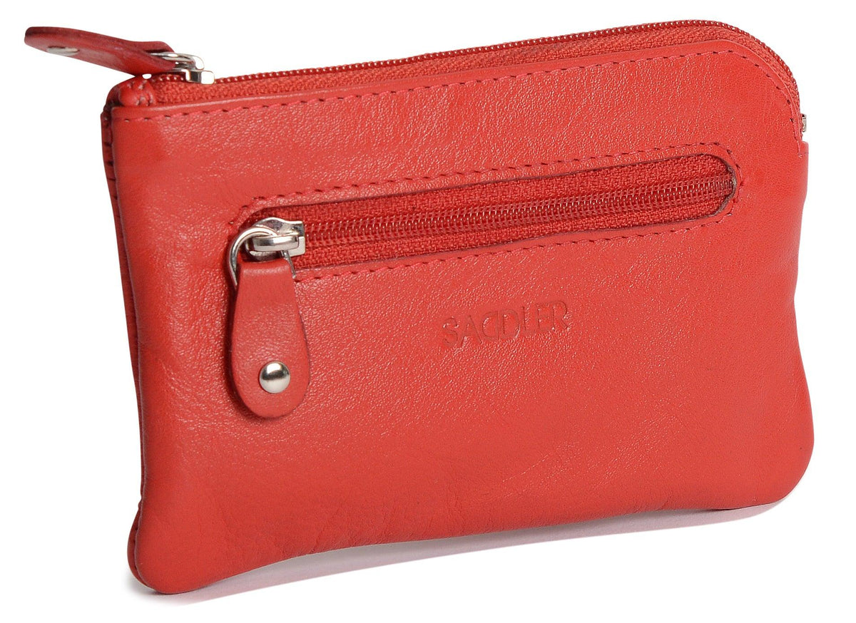 Compact Leather Coin &amp; Card Purse "Ellie" – Handmade by Saddler | RFID Protected &amp; Gift Boxed | With Front Zip Pocket &amp; Key Holder