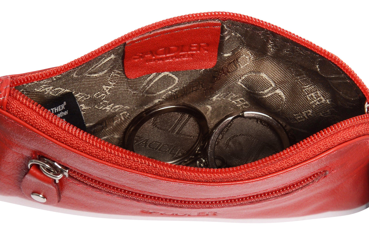 Compact Leather Coin &amp; Card Purse "Ellie" – Handmade by Saddler | RFID Protected &amp; Gift Boxed | With Front Zip Pocket &amp; Key Holder