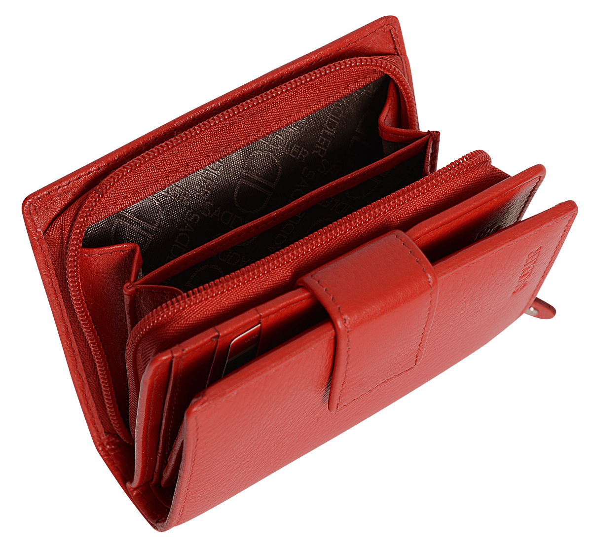 SADDLER EMILY Handmade Leather Mid-Size Wallet – RFID Protected | 10 Card Slots, Secure Tab Closure &amp; Zipped Coin Pocket | Gift Boxed