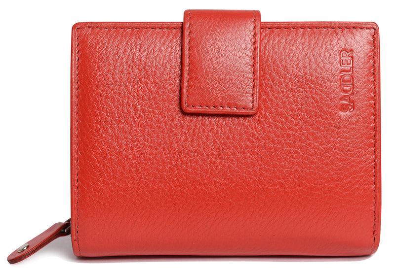 SADDLER EMILY Handmade Leather Mid-Size Wallet – RFID Protected | 10 Card Slots, Secure Tab Closure &amp; Zipped Coin Pocket | Gift Boxed