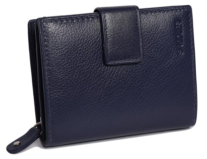 SADDLER EMILY Handmade Leather Mid-Size Wallet – RFID Protected | 10 Card Slots, Secure Tab Closure &amp; Zipped Coin Pocket | Gift Boxed