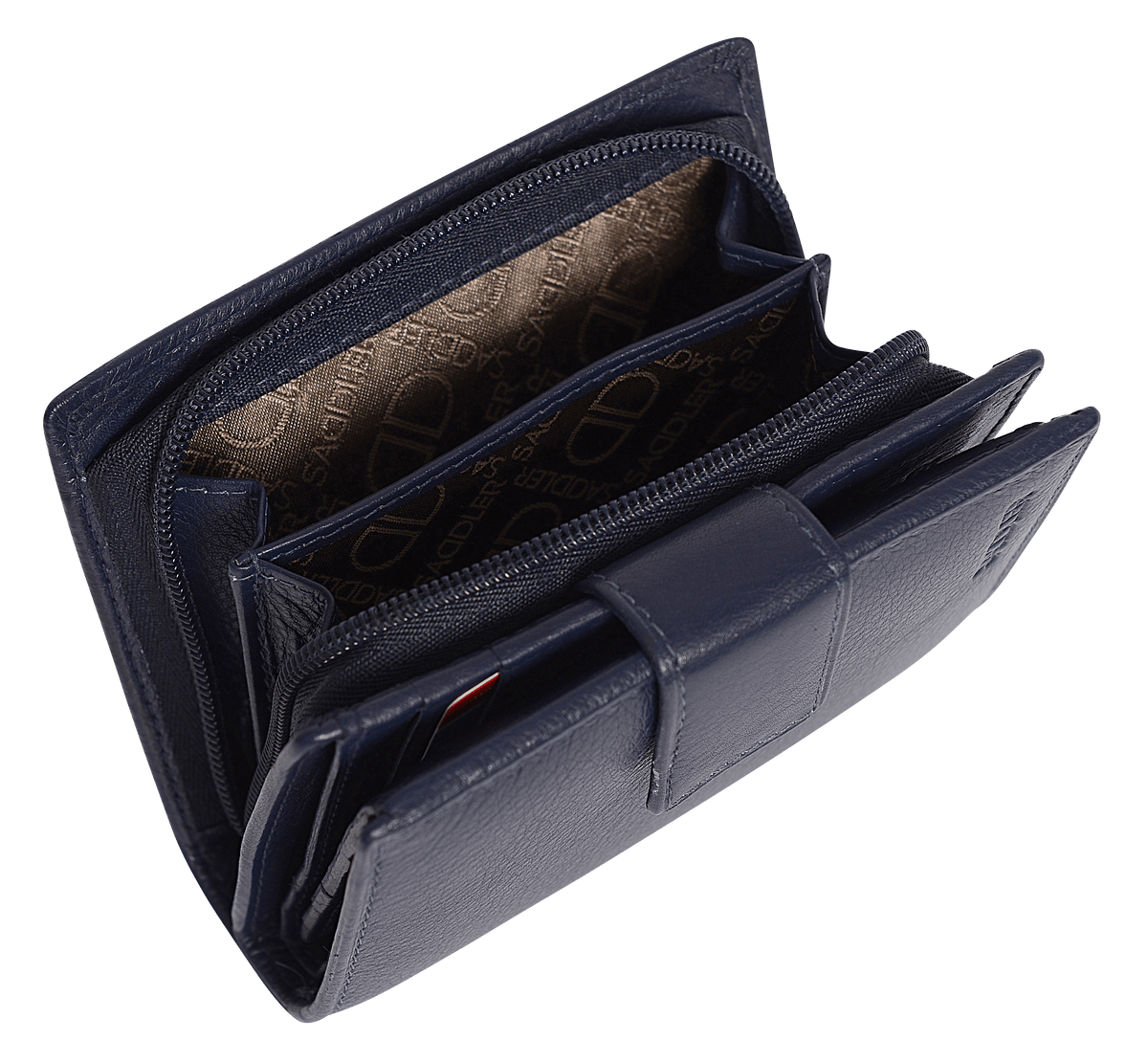 SADDLER EMILY Handmade Leather Mid-Size Wallet – RFID Protected | 10 Card Slots, Secure Tab Closure &amp; Zipped Coin Pocket | Gift Boxed