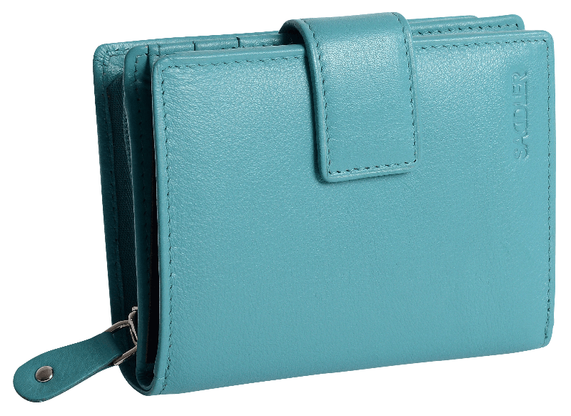 SADDLER EMILY Handmade Leather Mid-Size Wallet – RFID Protected | 10 Card Slots, Secure Tab Closure &amp; Zipped Coin Pocket | Gift Boxed