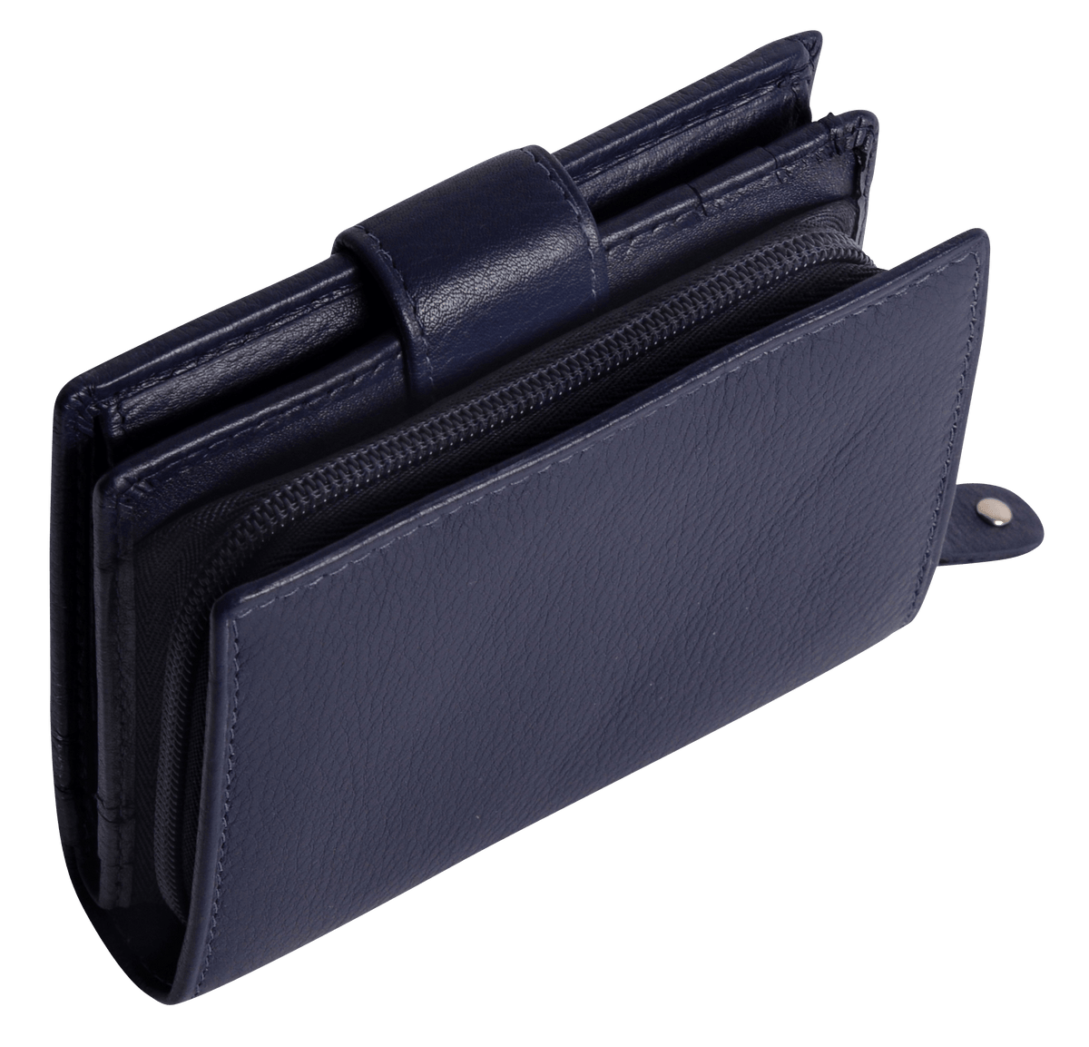 SADDLER EMILY Handmade Leather Mid-Size Wallet – RFID Protected | 10 Card Slots, Secure Tab Closure &amp; Zipped Coin Pocket | Gift Boxed