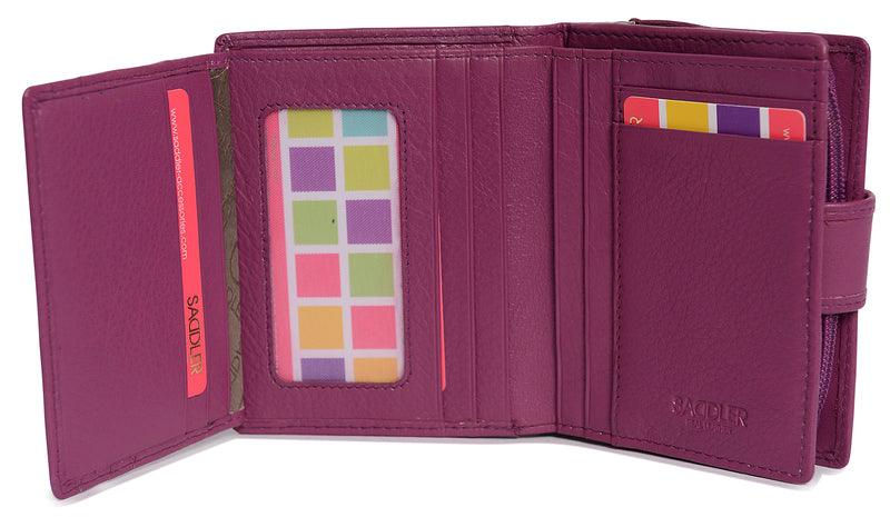 SADDLER EMILY Handmade Leather Mid-Size Wallet – RFID Protected | 10 Card Slots, Secure Tab Closure &amp; Zipped Coin Pocket | Gift Boxed