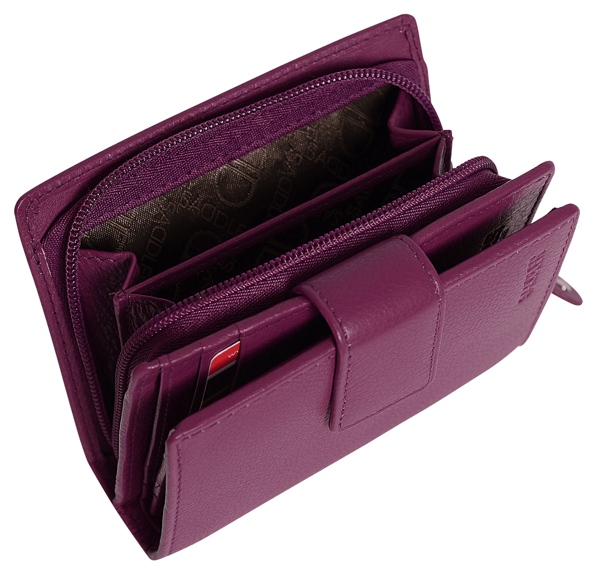 SADDLER EMILY Handmade Leather Mid-Size Wallet – RFID Protected | 10 Card Slots, Secure Tab Closure &amp; Zipped Coin Pocket | Gift Boxed