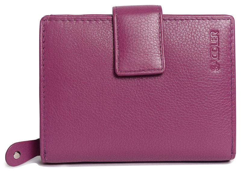 SADDLER EMILY Handmade Leather Mid-Size Wallet – RFID Protected | 10 Card Slots, Secure Tab Closure &amp; Zipped Coin Pocket | Gift Boxed