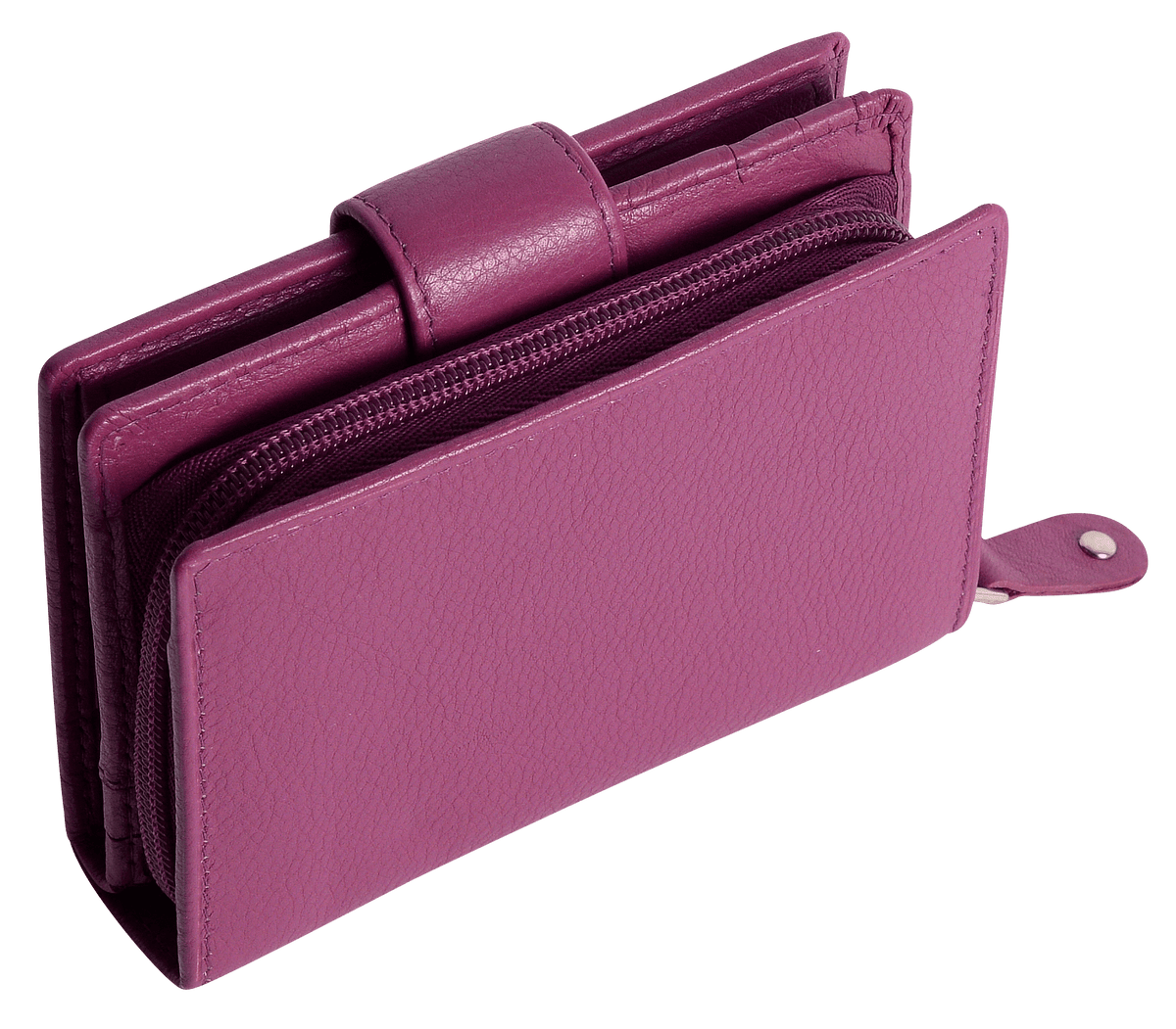 SADDLER EMILY Handmade Leather Mid-Size Wallet – RFID Protected | 10 Card Slots, Secure Tab Closure &amp; Zipped Coin Pocket | Gift Boxed