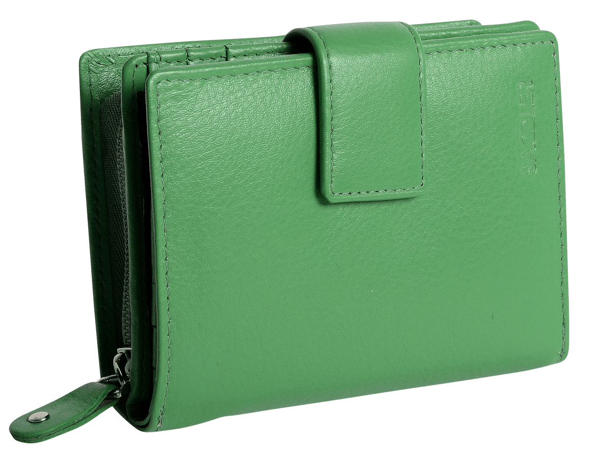 SADDLER EMILY Handmade Leather Mid-Size Wallet – RFID Protected | 10 Card Slots, Secure Tab Closure &amp; Zipped Coin Pocket | Gift Boxed
