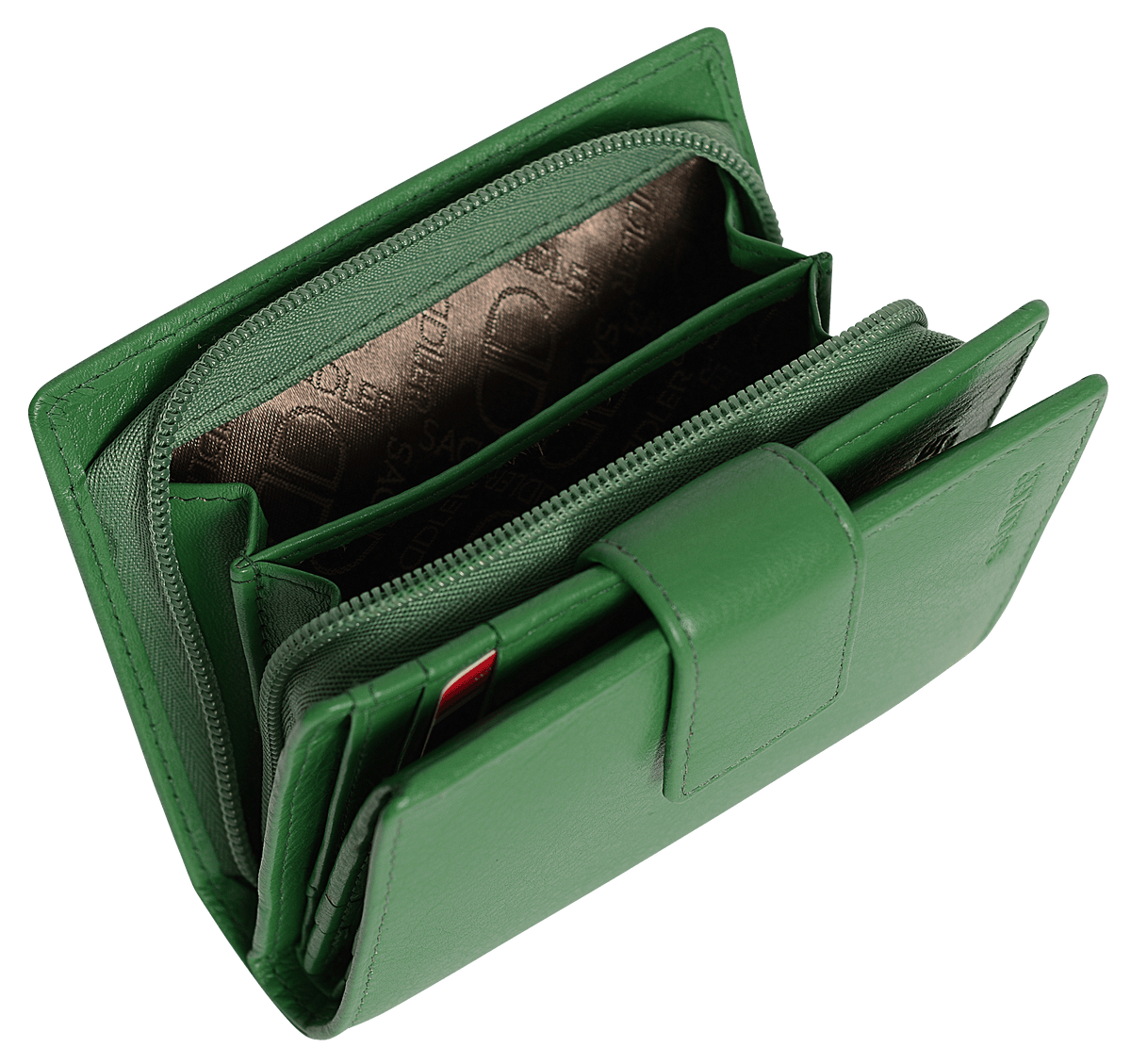 SADDLER EMILY Handmade Leather Mid-Size Wallet – RFID Protected | 10 Card Slots, Secure Tab Closure &amp; Zipped Coin Pocket | Gift Boxed