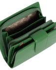 SADDLER EMILY Handmade Leather Mid-Size Wallet – RFID Protected | 10 Card Slots, Secure Tab Closure & Zipped Coin Pocket | Gift Boxed