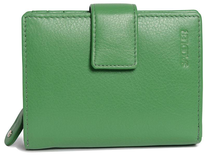 SADDLER EMILY Handmade Leather Mid-Size Wallet – RFID Protected | 10 Card Slots, Secure Tab Closure &amp; Zipped Coin Pocket | Gift Boxed