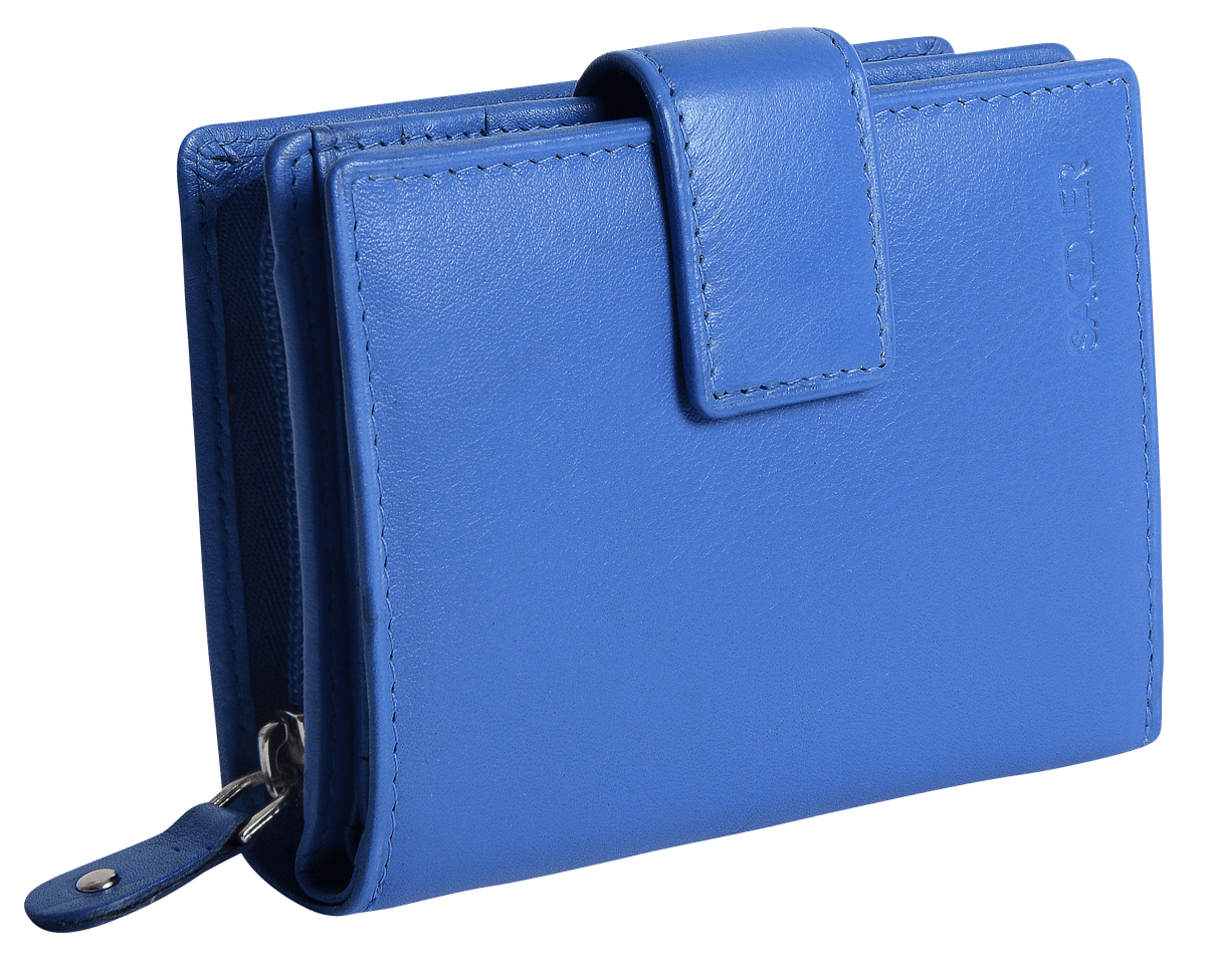 SADDLER EMILY Handmade Leather Mid-Size Wallet – RFID Protected | 10 Card Slots, Secure Tab Closure &amp; Zipped Coin Pocket | Gift Boxed
