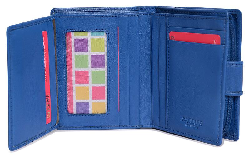 SADDLER EMILY Handmade Leather Mid-Size Wallet – RFID Protected | 10 Card Slots, Secure Tab Closure &amp; Zipped Coin Pocket | Gift Boxed