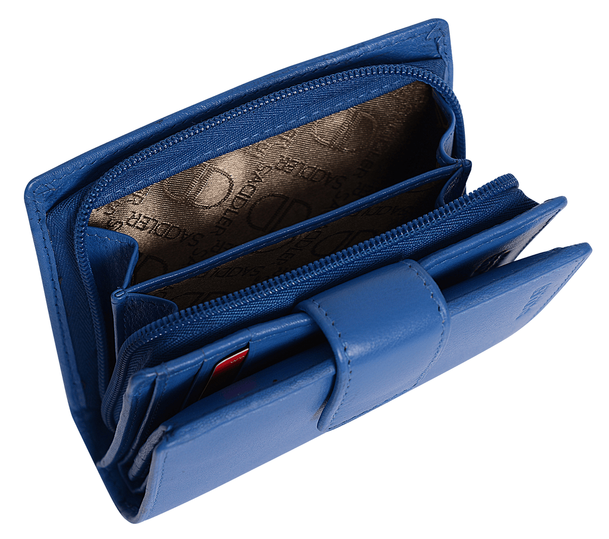 SADDLER EMILY Handmade Leather Mid-Size Wallet – RFID Protected | 10 Card Slots, Secure Tab Closure &amp; Zipped Coin Pocket | Gift Boxed