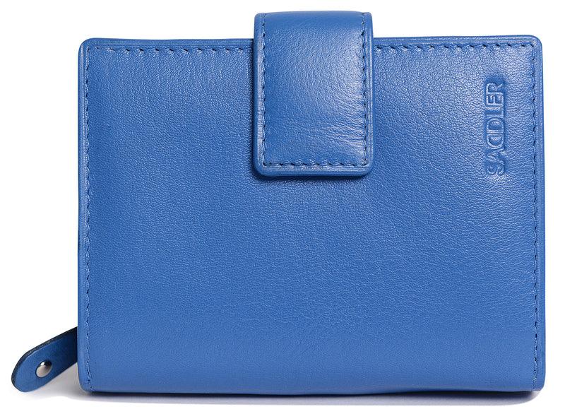 SADDLER EMILY Handmade Leather Mid-Size Wallet – RFID Protected | 10 Card Slots, Secure Tab Closure &amp; Zipped Coin Pocket | Gift Boxed