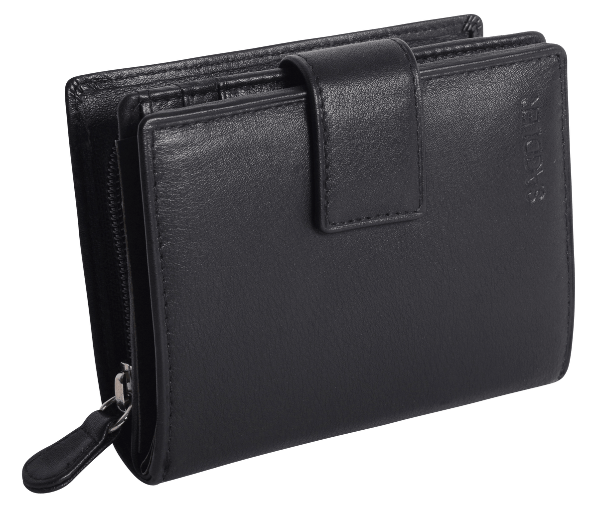 SADDLER EMILY Handmade Leather Mid-Size Wallet – RFID Protected | 10 Card Slots, Secure Tab Closure &amp; Zipped Coin Pocket | Gift Boxed