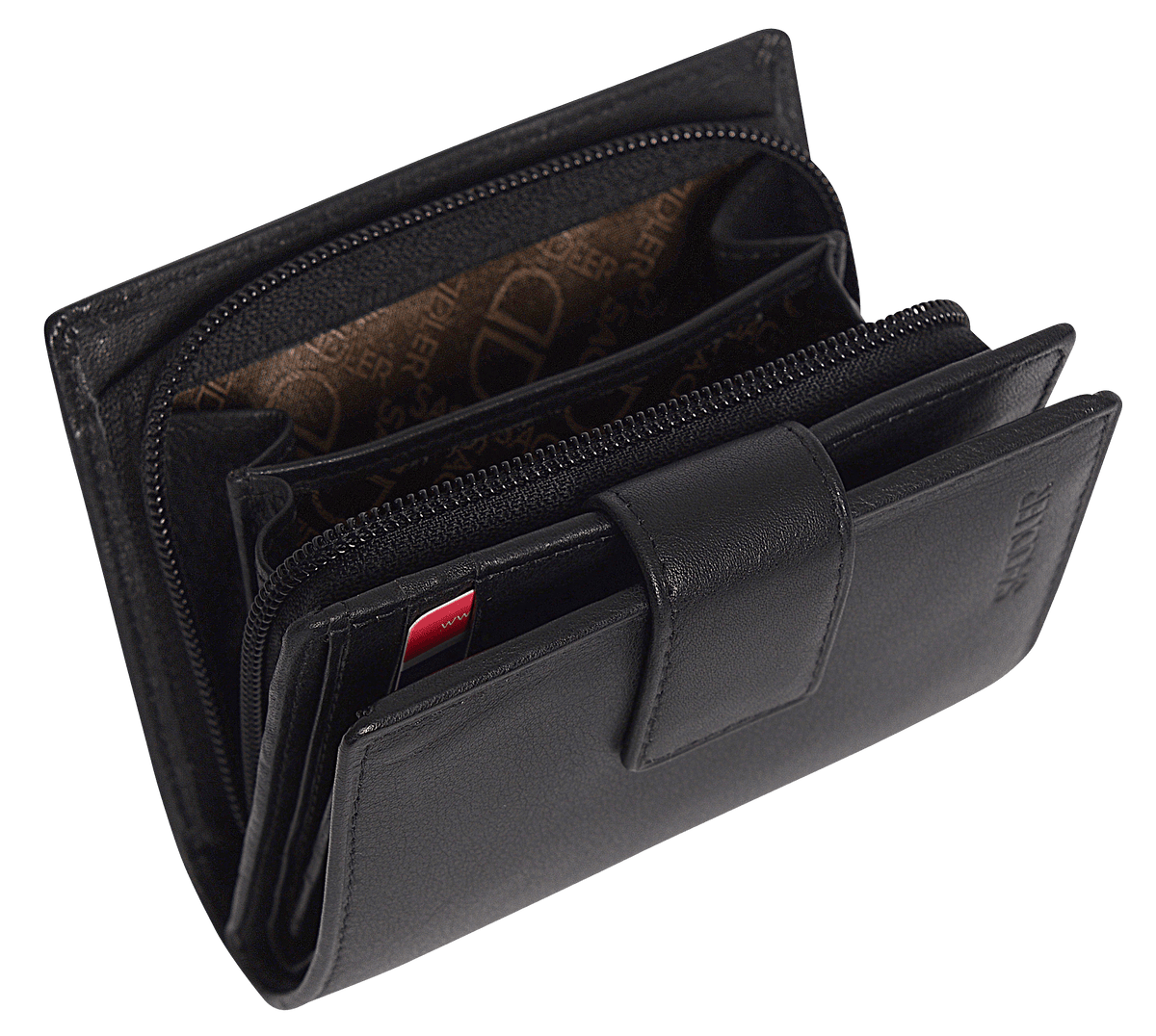 SADDLER EMILY Handmade Leather Mid-Size Wallet – RFID Protected | 10 Card Slots, Secure Tab Closure &amp; Zipped Coin Pocket | Gift Boxed