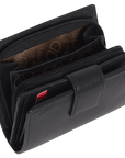 SADDLER EMILY Handmade Leather Mid-Size Wallet – RFID Protected | 10 Card Slots, Secure Tab Closure & Zipped Coin Pocket | Gift Boxed