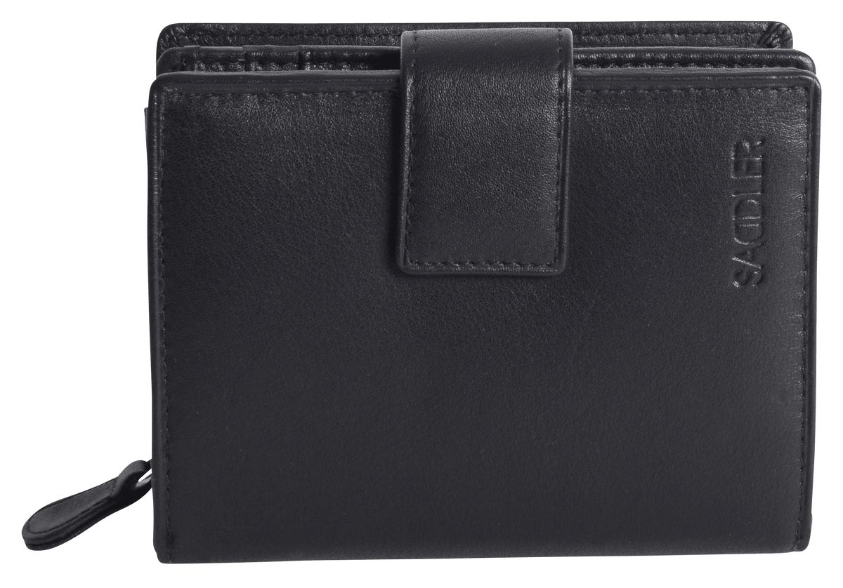 SADDLER EMILY Handmade Leather Mid-Size Wallet – RFID Protected | 10 Card Slots, Secure Tab Closure &amp; Zipped Coin Pocket | Gift Boxed