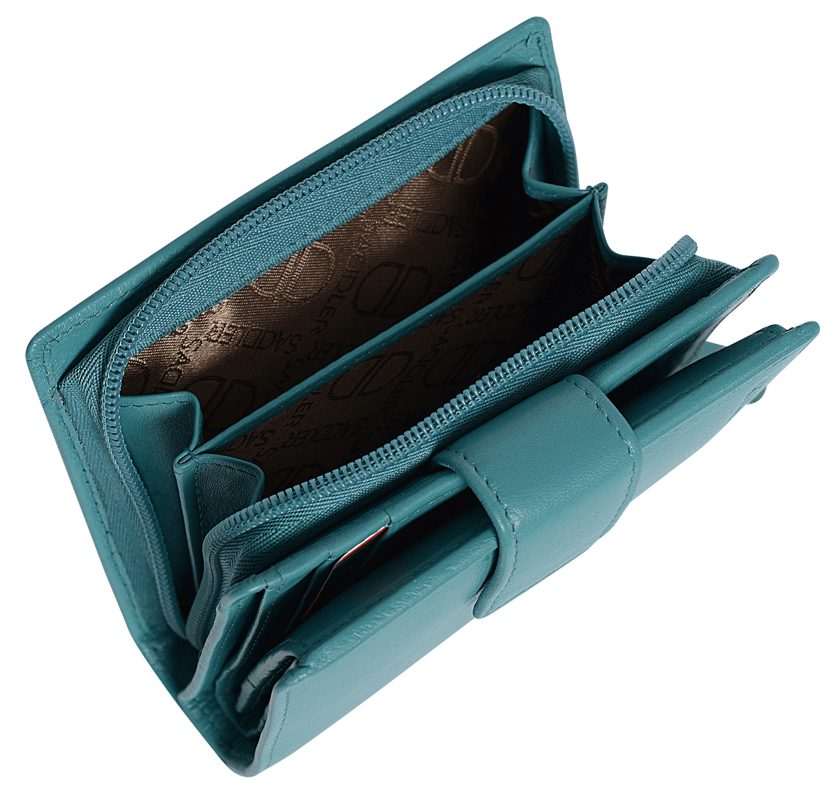 SADDLER EMILY Handmade Leather Mid-Size Wallet – RFID Protected | 10 Card Slots, Secure Tab Closure &amp; Zipped Coin Pocket | Gift Boxed