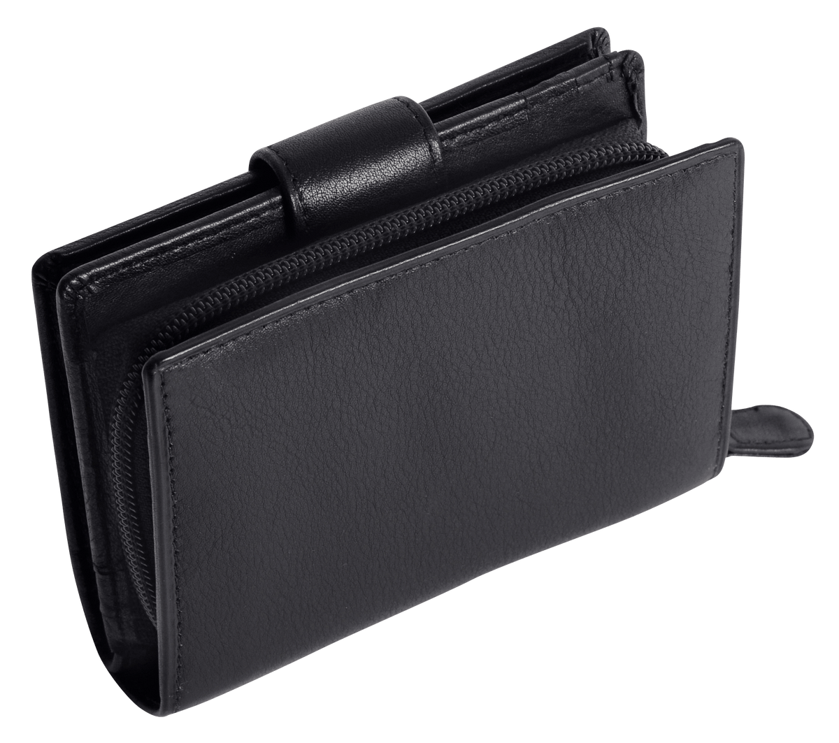 SADDLER EMILY Handmade Leather Mid-Size Wallet – RFID Protected | 10 Card Slots, Secure Tab Closure &amp; Zipped Coin Pocket | Gift Boxed