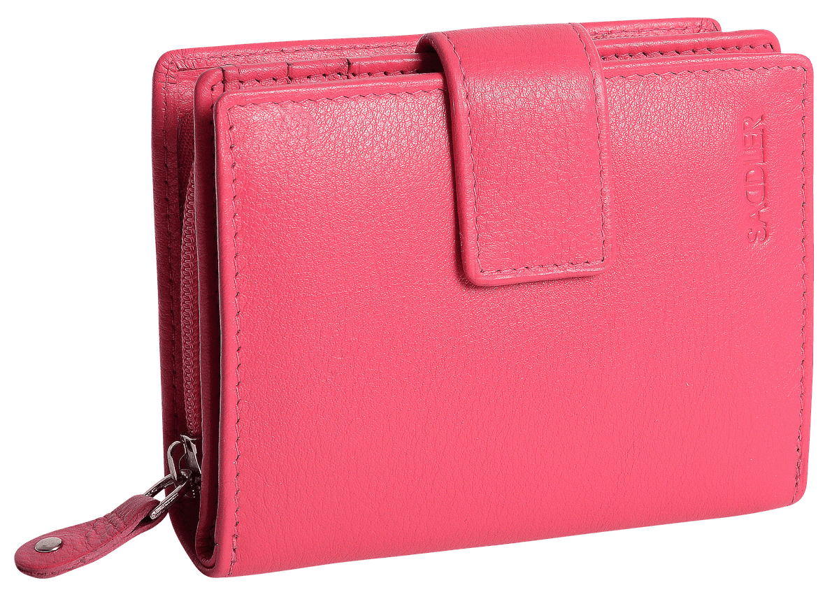 SADDLER EMILY Handmade Leather Mid-Size Wallet – RFID Protected | 10 Card Slots, Secure Tab Closure &amp; Zipped Coin Pocket | Gift Boxed