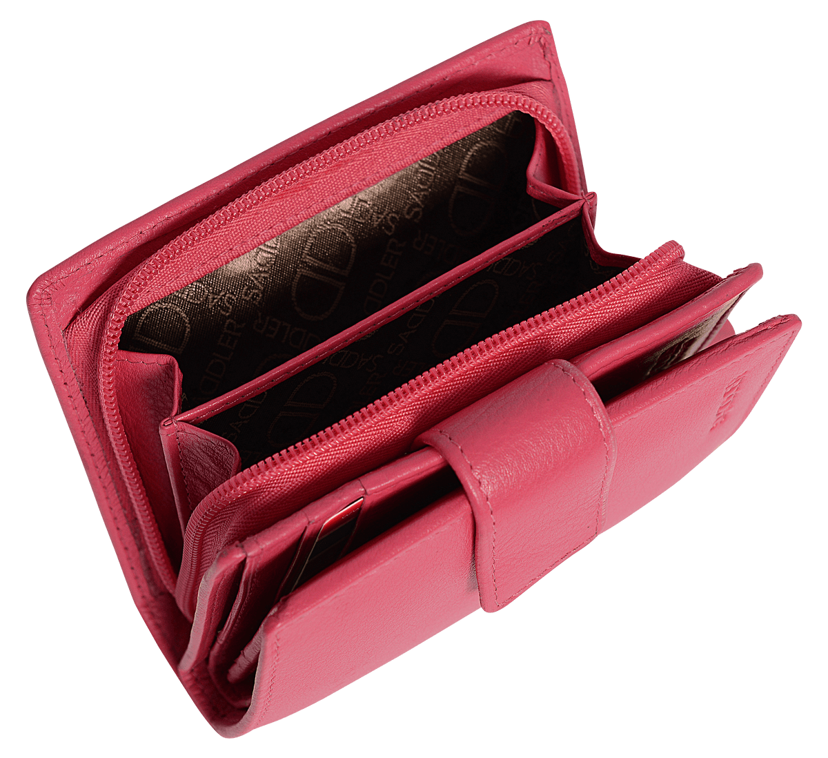 SADDLER EMILY Handmade Leather Mid-Size Wallet – RFID Protected | 10 Card Slots, Secure Tab Closure &amp; Zipped Coin Pocket | Gift Boxed