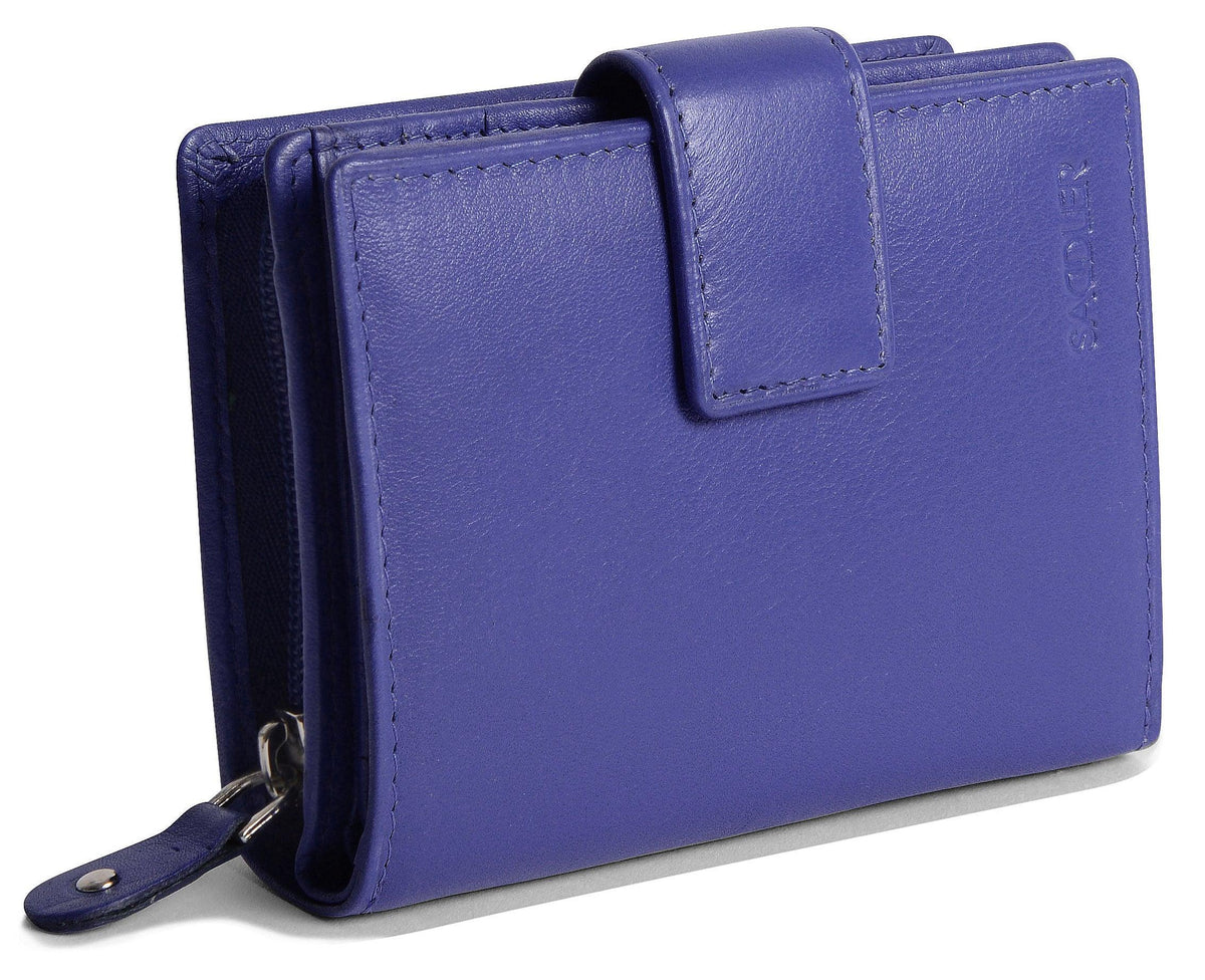 SADDLER EMILY Handmade Leather Mid-Size Wallet – RFID Protected | 10 Card Slots, Secure Tab Closure &amp; Zipped Coin Pocket | Gift Boxed