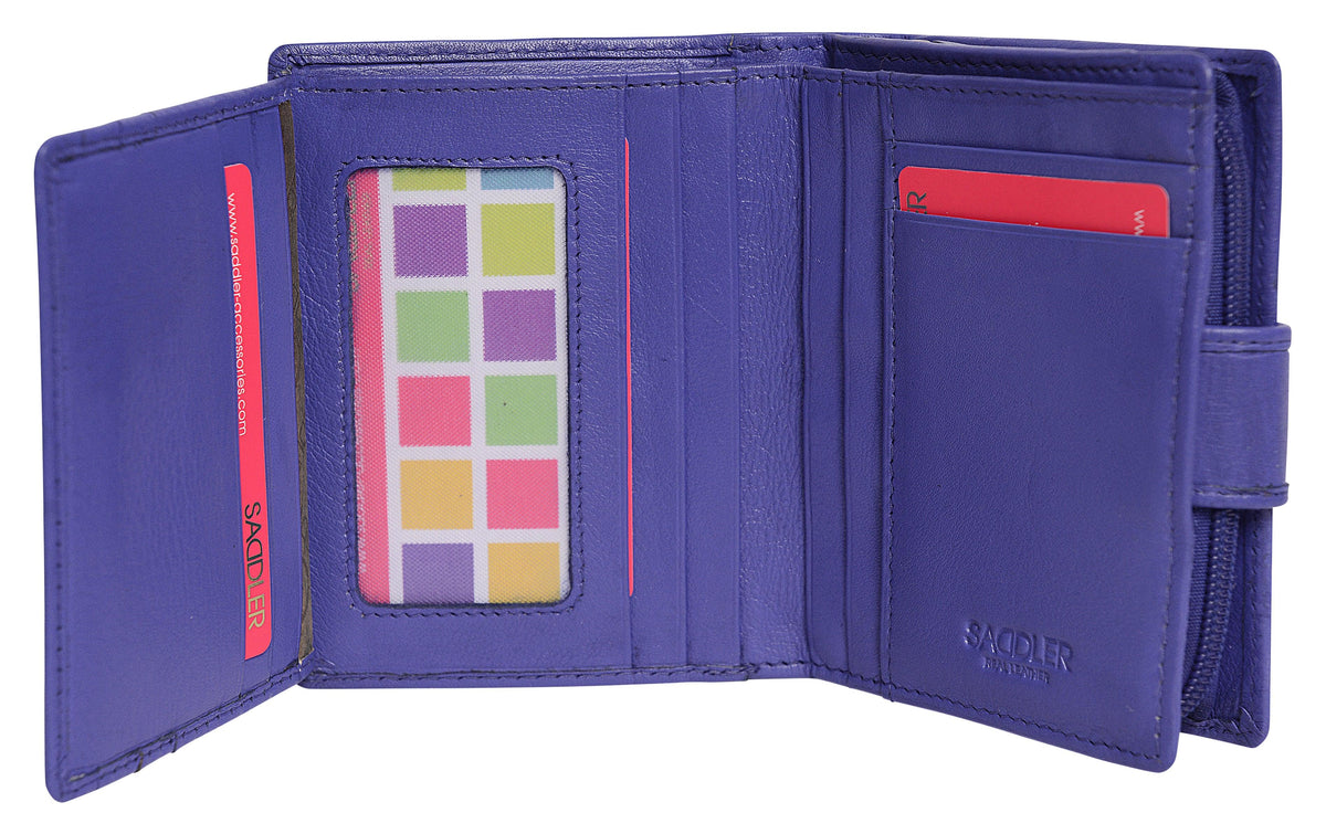 SADDLER EMILY Handmade Leather Mid-Size Wallet – RFID Protected | 10 Card Slots, Secure Tab Closure &amp; Zipped Coin Pocket | Gift Boxed