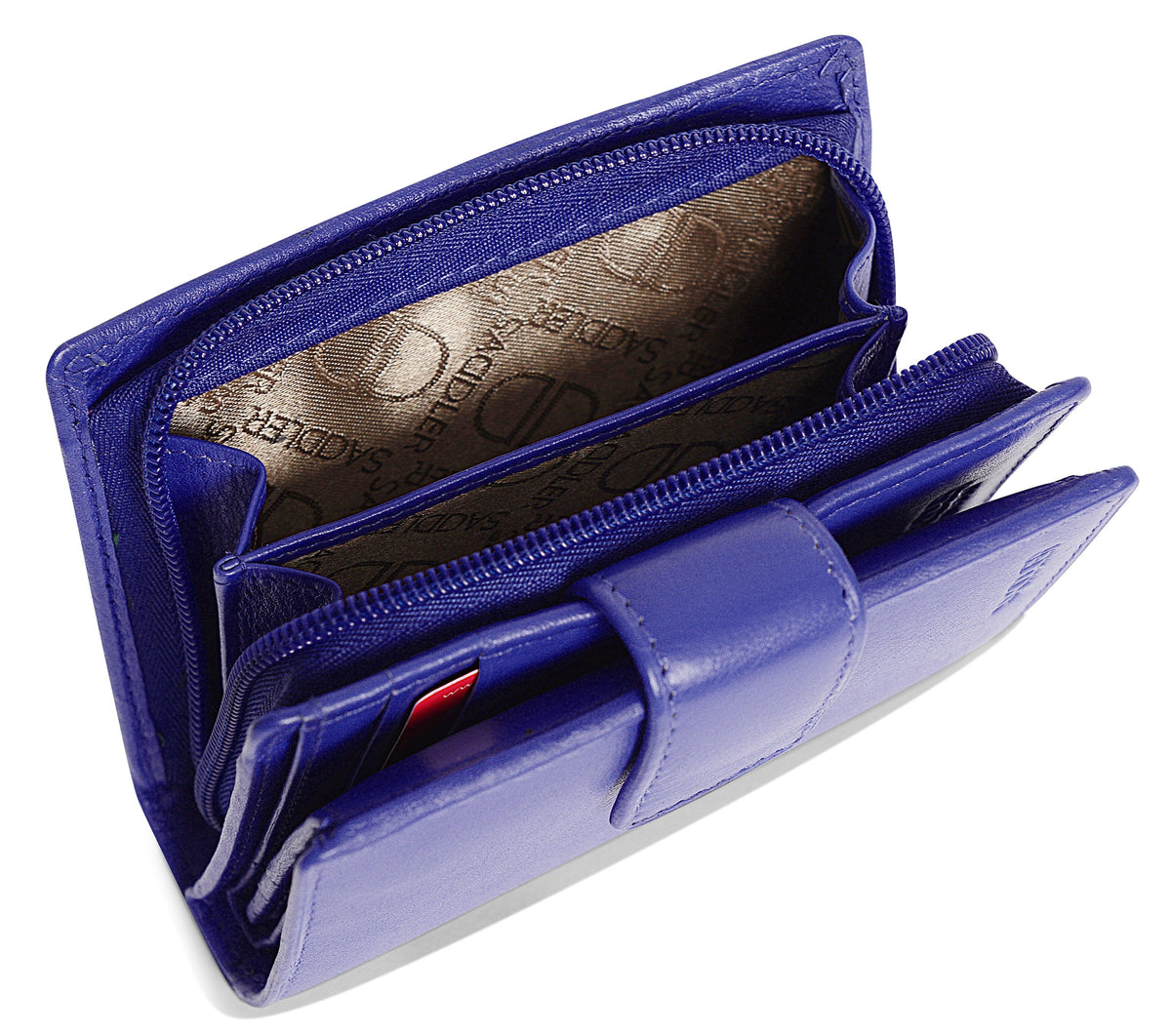 SADDLER EMILY Handmade Leather Mid-Size Wallet – RFID Protected | 10 Card Slots, Secure Tab Closure &amp; Zipped Coin Pocket | Gift Boxed