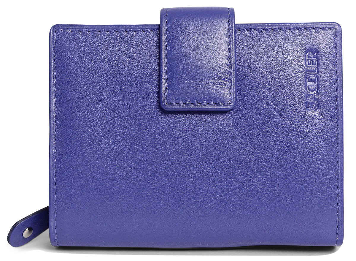 SADDLER EMILY Handmade Leather Mid-Size Wallet – RFID Protected | 10 Card Slots, Secure Tab Closure &amp; Zipped Coin Pocket | Gift Boxed