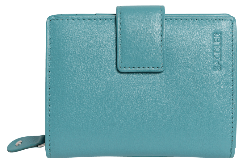 SADDLER EMILY Handmade Leather Mid-Size Wallet – RFID Protected | 10 Card Slots, Secure Tab Closure &amp; Zipped Coin Pocket | Gift Boxed