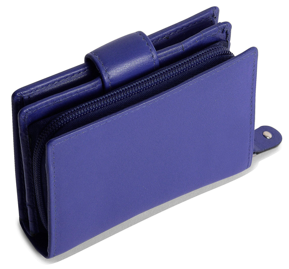 SADDLER EMILY Handmade Leather Mid-Size Wallet – RFID Protected | 10 Card Slots, Secure Tab Closure &amp; Zipped Coin Pocket | Gift Boxed