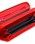 SADDLER GABRIELLA Leather Double Zip Around Purse - 8 Card Slots, Phone Pocket, and Coin Purse - RFID Protected