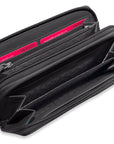 SADDLER GABRIELLA Leather Double Zip Around Purse - 8 Card Slots, Phone Pocket, and Coin Purse - RFID Protected