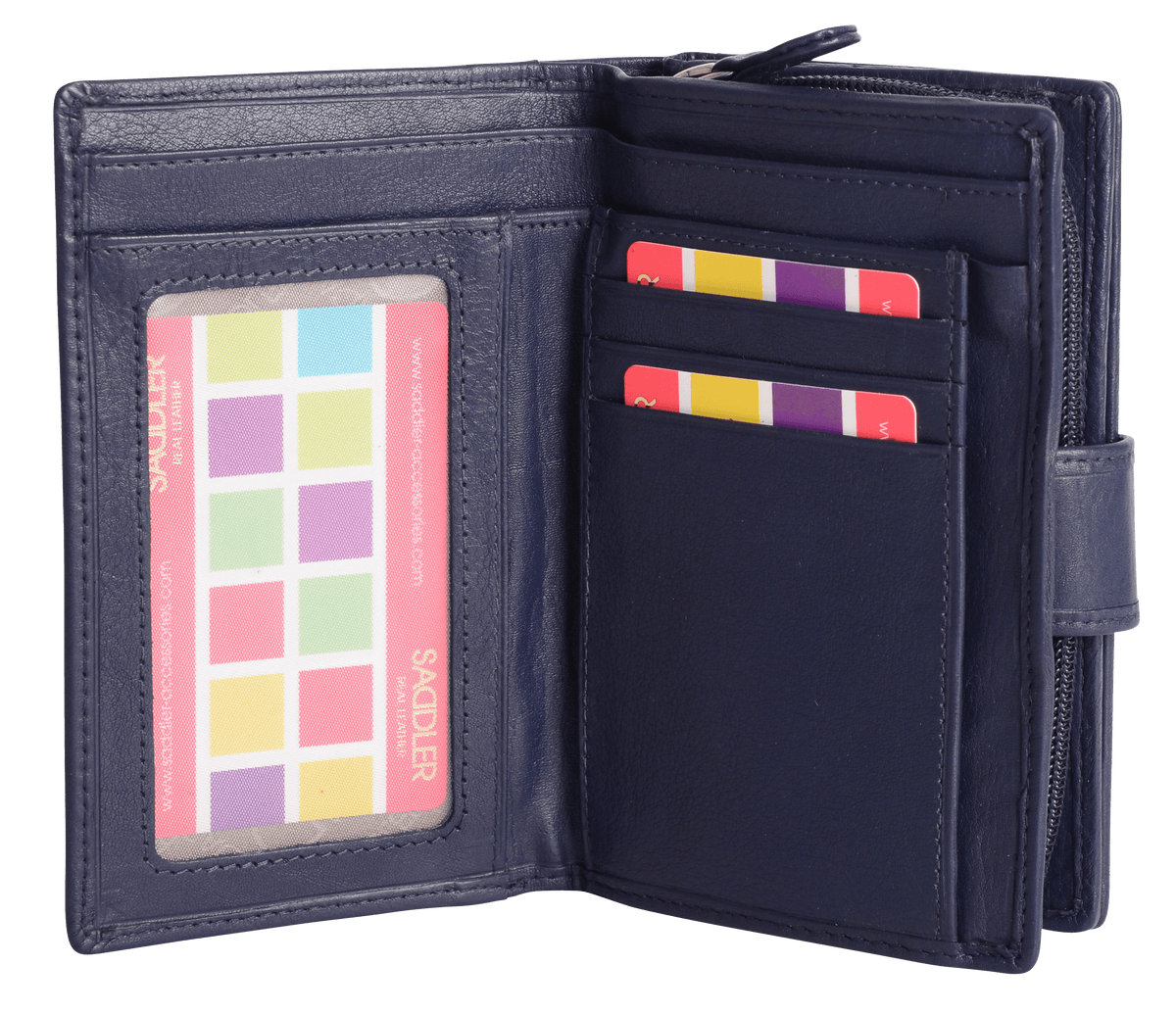 SADDLER GEORGIE Leather Double-Sided Purse - 13 Card Slots, Generous Space for Notes and Coins - RFID Protected